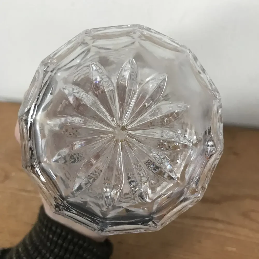 Vintage Bohemian Crystal Quilted Cut Glass Liquor Wine Decanter Bottle w Stopper